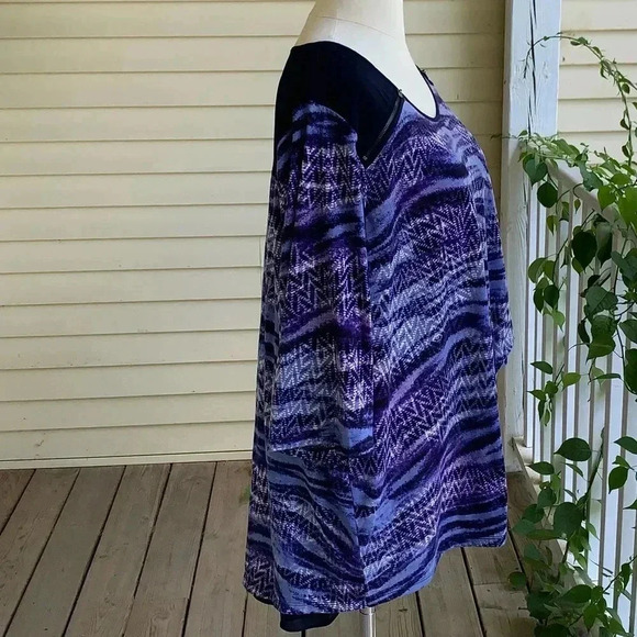 Catherines Popover Blouse Plus Size 0X 14W 16W Jersey Knit & Chiffon Purple Top - Picture 3 of 5